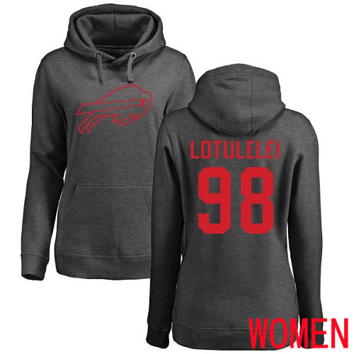 NFL Women Buffalo Bills #98 Star Lotulelei Ash One Color Pullover Hoodie Sweatshirt